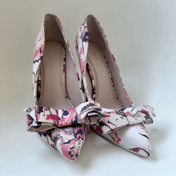 Ted Baker London Zafip Bow Pointed Toe Pump in Natural / Pink EU 37.5 MSRP $195 - Picture 6 of 6